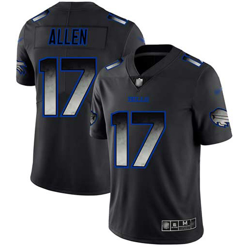 Men Buffalo Bills 17 Josh Allen Limited Black Smoke Fashion NFL Jersey